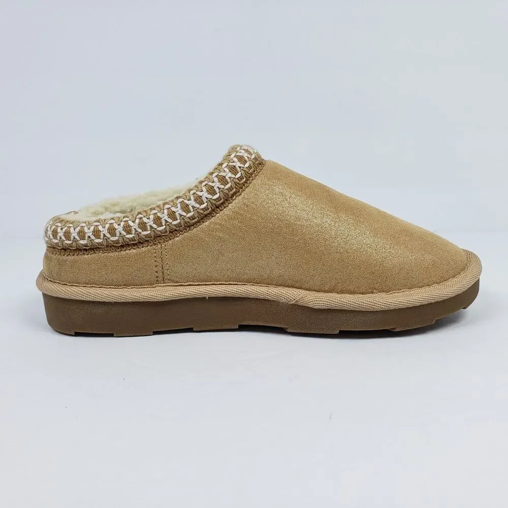 Nautica Darja Girls Size 1Y Gold Tan Slip On Casual Mule Slipper Shoes